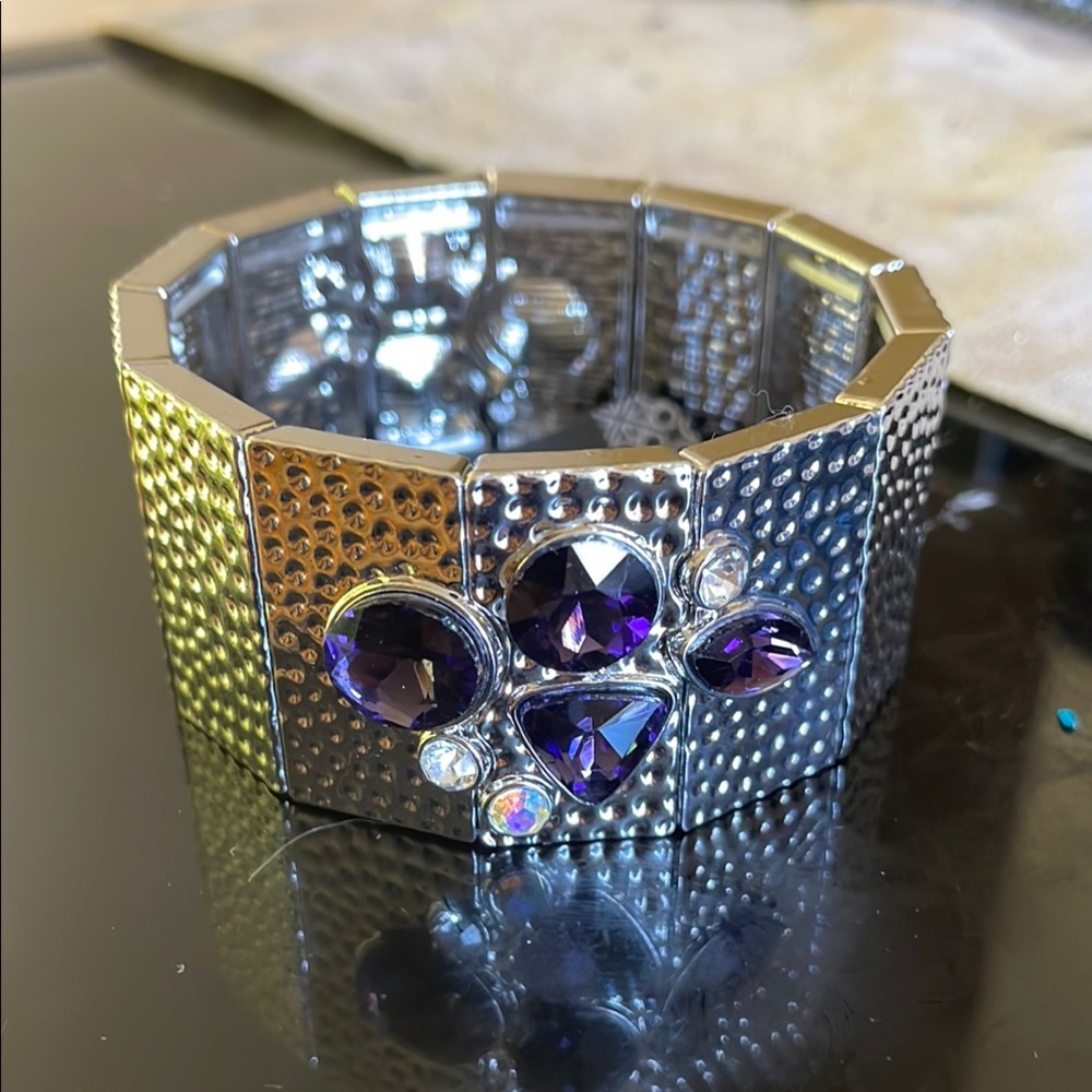 Paparazzi Silver and Purple Intricate Bracelet